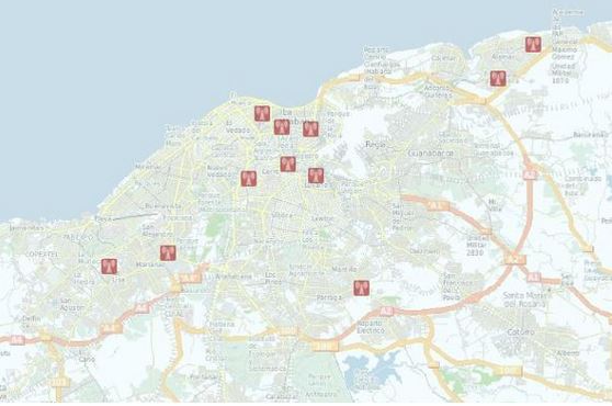 JCCE con servicios inalámbricos La Habana: Palacio Central de Computación, Cerro V (Parque Manila), Diez de Octubre V (Luyanó), Centro Habana I (Zanja), Habana del Este II, Habana del Este VII (Alturas de Alamar), Plaza V (Habana Libre), Playa IX (CIGB), 18 plantas Alamar, Marianao VII (CT Marianao), Castillo de Averoff, Guanabacoa I. JCCE con servicios inalámbricos La Habana: Palacio Central de Computación, Cerro V (Parque Manila), Diez de Octubre V (Luyanó), Centro Habana I (Zanja), Habana del Este II, Habana del Este VII (Alturas de Alamar), Plaza V (Habana Libre), Playa IX (CIGB), 18 plantas Alamar, Marianao VII (CT Marianao), Castillo de Averoff, Guanabacoa I.