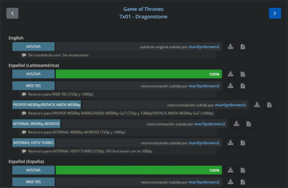 Subtitulamos tiene pocas opciones. Captura de pantalla.