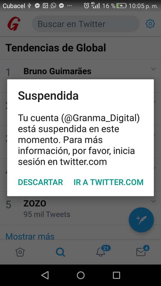 Cuenta de Twitter de Granma Cuenta de Twitter de Granma